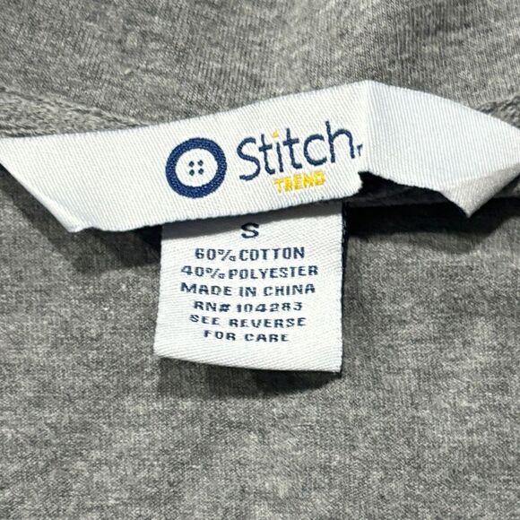 Stitch Trend Gray White Lightweight Women’s Sweatshirt Track Workout gym Size S - Picture 15 of 16